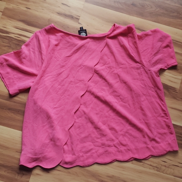Bobeau pink petal edge swing open back short sleeve top Size XL - Picture 2 of 9
